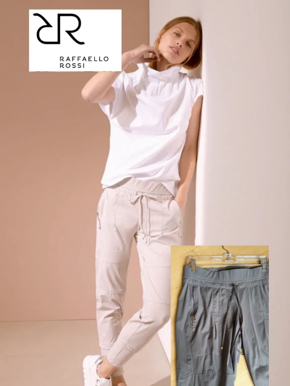 Raffaella Rossi Candy khaki stone joggers, 38 (6/8) CB2791